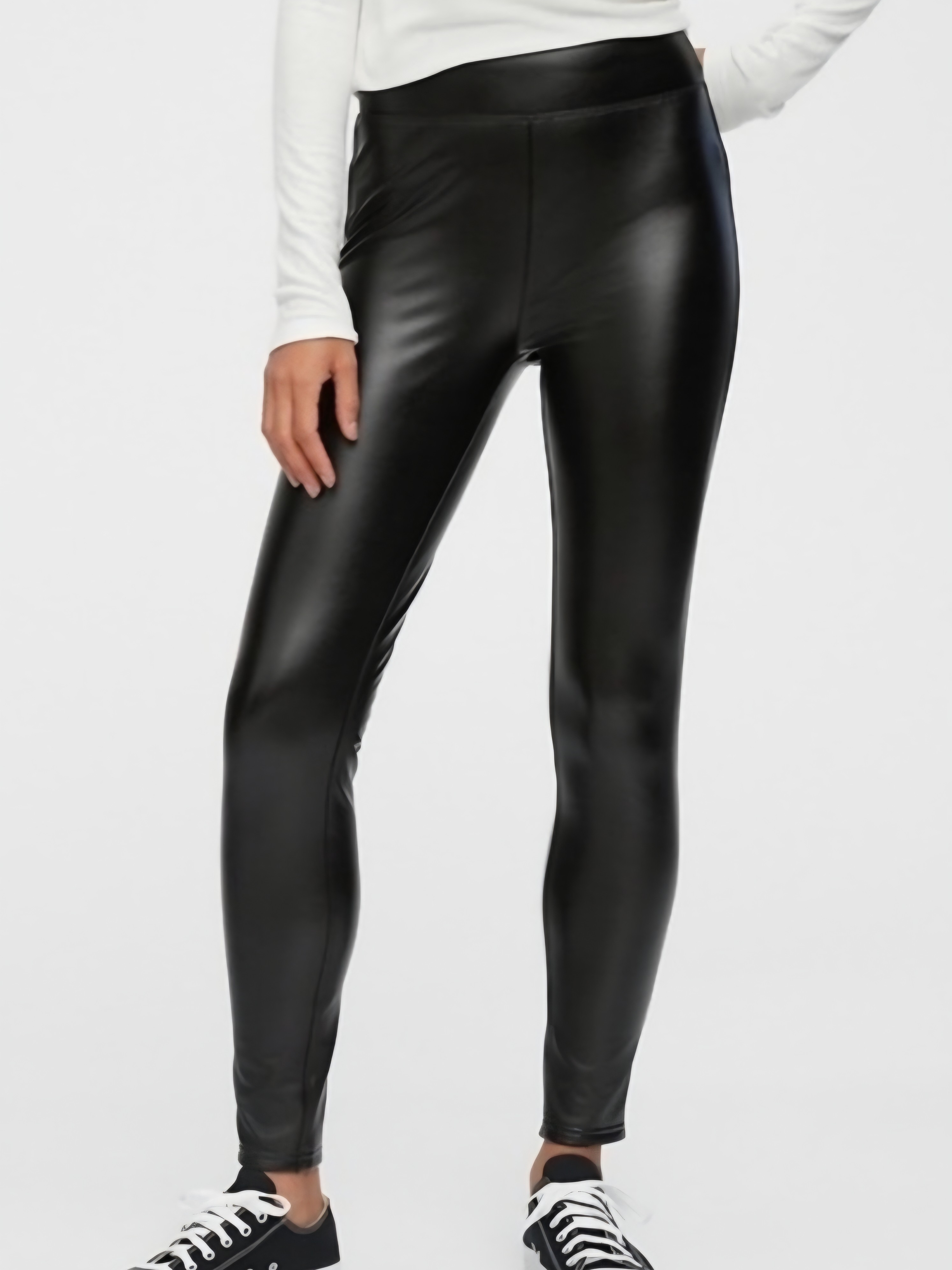 Gap Black Vegan-Leather Ponte Leggings